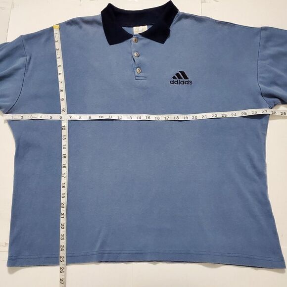 VTG Adidas Expo Sports Wear Polo Shirt Size XL Blue Logo 3 Button Rare USA Mens - Picture 10 of 12